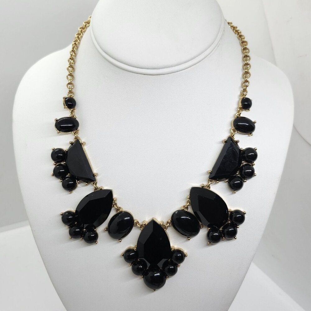 Kate Spade Necklace DAY TRIPPER Statement Jet Black Baubles Beads Gold Tone‎ 20"